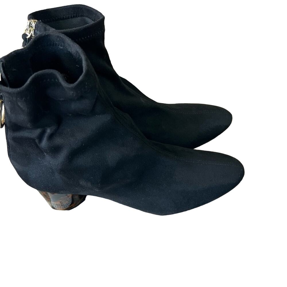Zara Boots Womens EU 39 Black Tortoiseshell Heeled Ankle Ring Zipper Handle
